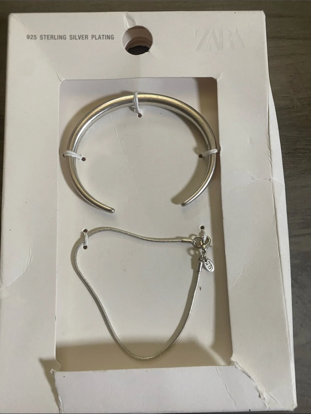 NWT Zara 2 Pack Silver Plated Metal Bracelets